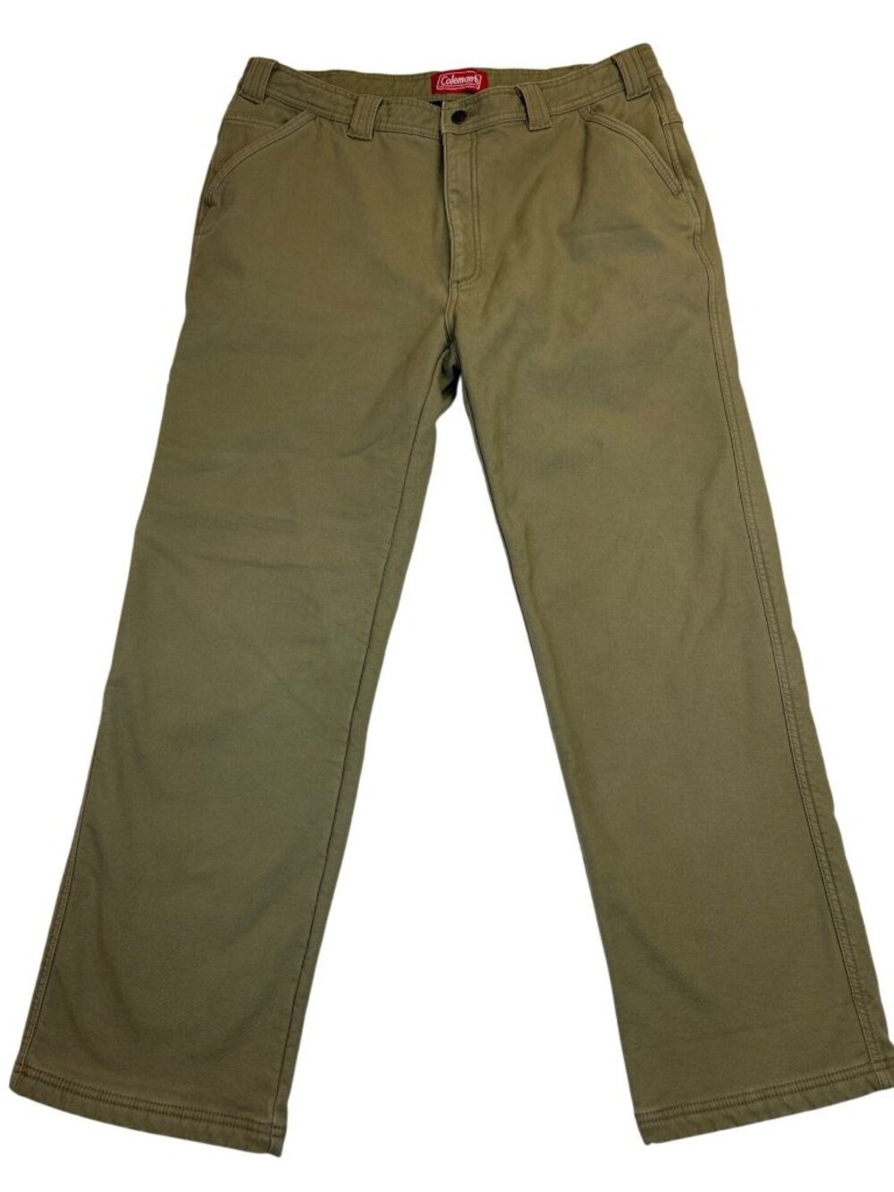 Coleman Fleece Lined Canvas Pants Men's 38x32 Khaki Outdoor Utility Gorpcore